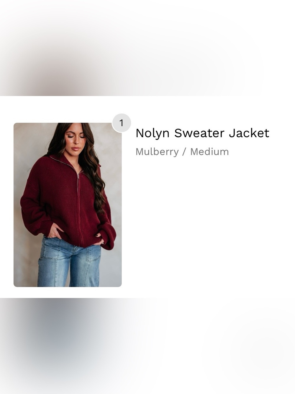 Mulberry Zip-Front Sweater Jacket